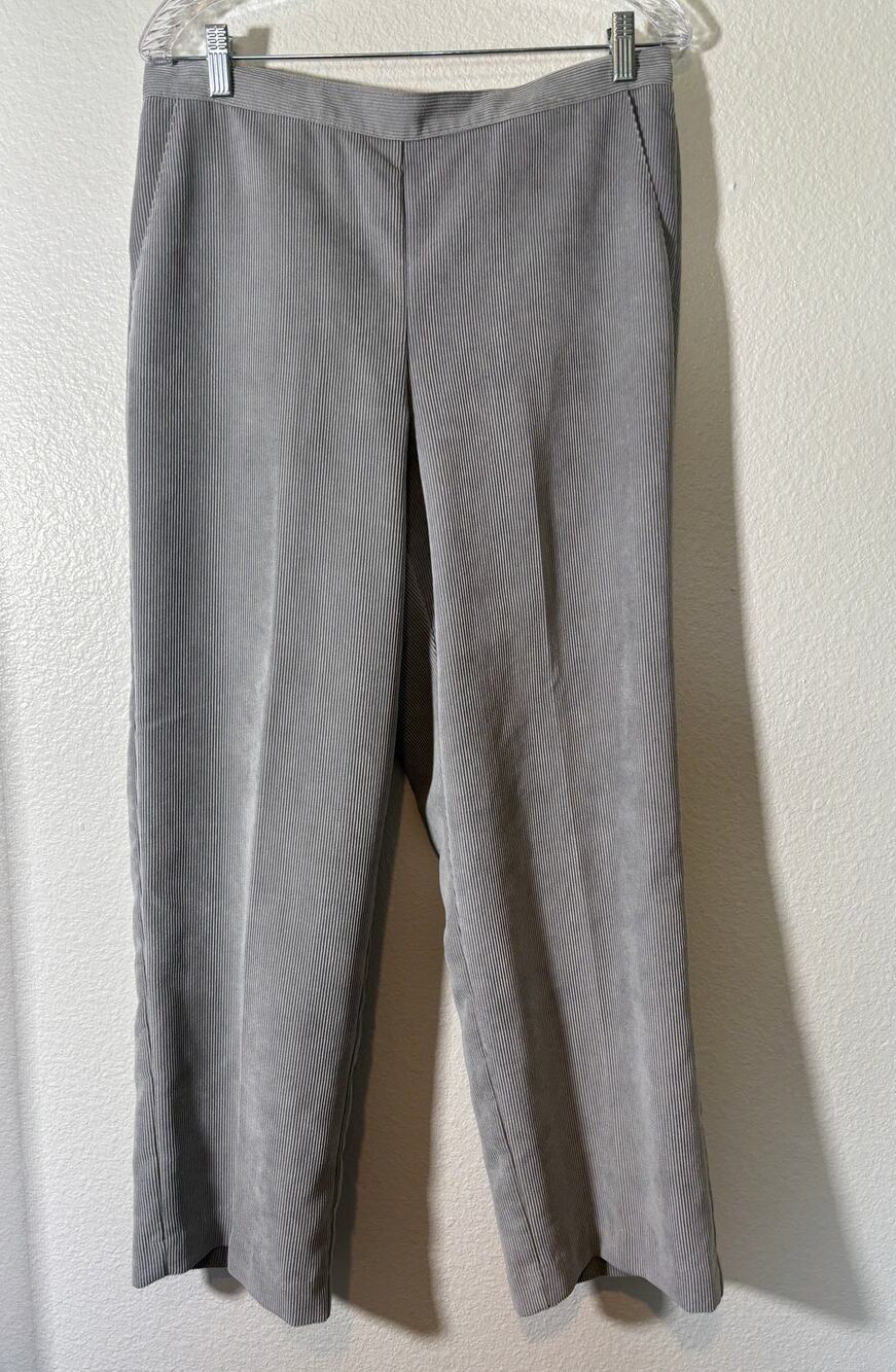 Alfred Dunner Women's Size 12 Gray Classic Corduroy Pull-On Elastic Waist Pants